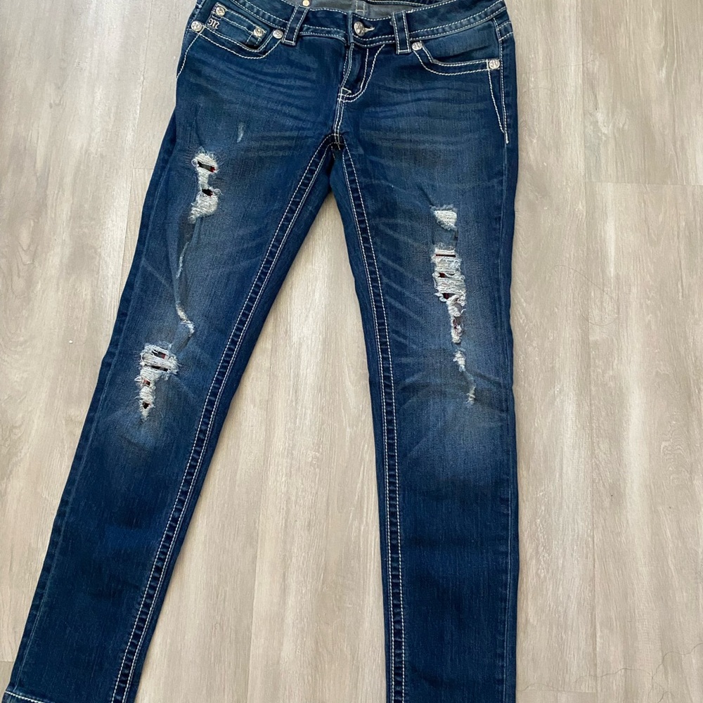 Miss Me Dark Blue Distressed Skinny Jeans